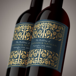 Rótulo De Garrafa De Cerveja Espada Medieval Real Dourado Cinza Casamento