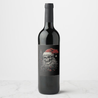 Rótulo De Garrafa De Cerveja Esqueleto Crânio Divertido Feliz Natal Papai Noel