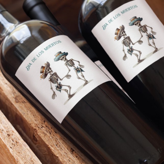 Rótulo De Garrafa De Cerveja Esqueletos dançarinos do Dia de los Muertos person (Criador carregado)