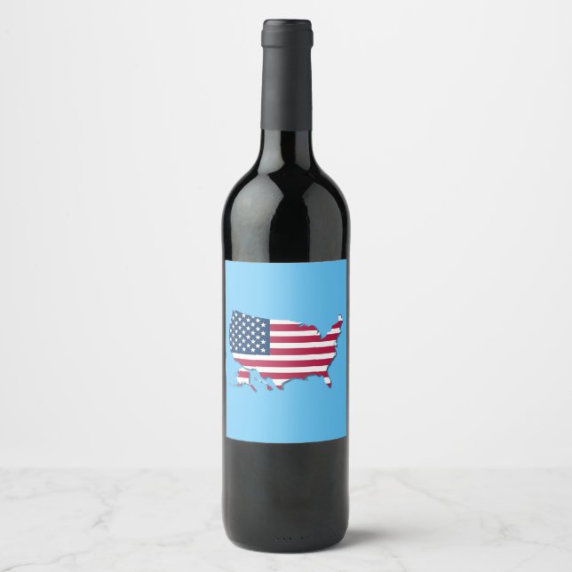 Rótulo De Garrafa De Cerveja Estados Unidos Mapa e Bandeira Branco Vermelho e A (Frente)