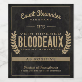 Rótulo De Garrafa De Cerveja Estilo Antiquado Vintage Halloween 'Bloodeaux'