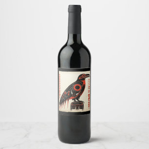 Rótulo De Garrafa De Cerveja Estilo de arte do Pacífico Noroeste