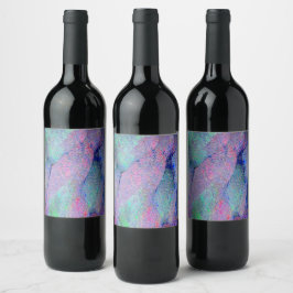 Rótulo De Garrafa De Cerveja Estilo de couro rugoso com tinta vestida, tons azu