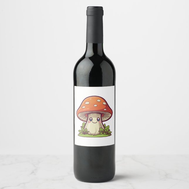 Rótulo De Garrafa De Cerveja Estilo kawaii bonito, forragem de Mushroom (Frente)