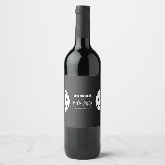 Rótulo De Garrafa De Cerveja Estilo Retrô Neon Preto Tema Pickleball Aniversári (Frente)