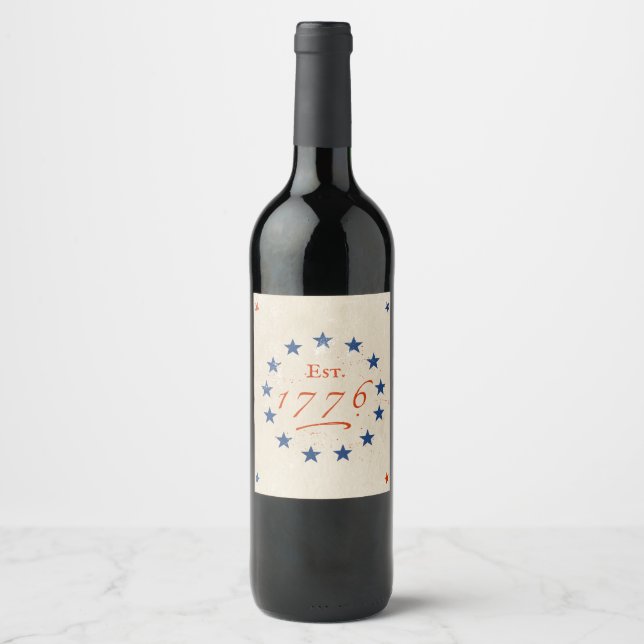 Rótulo De Garrafa De Cerveja Estrelas Americanas de 1776 (Frente)