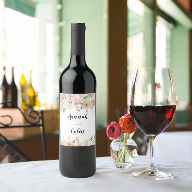 Rótulo De Garrafa De Cerveja Eterno Romance Floral Wreath Wedding (Criador carregado)