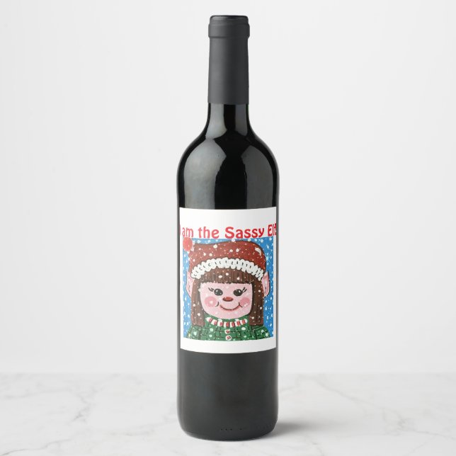 Rótulo De Garrafa De Cerveja Eu sou o rótulo de vinho do Sassy Elf (Frente)