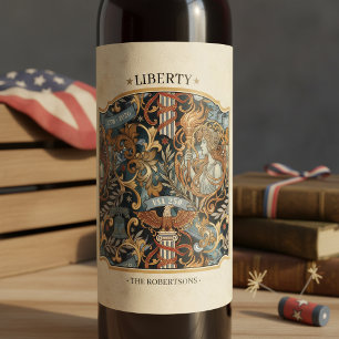 Rótulo De Garrafa De Cerveja EUA 250 Liberty Arte Padrão Nouveau Borda ID1302