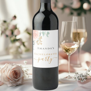 Rótulo De Garrafa De Cerveja eucalipto floral rosa de festa de solteira