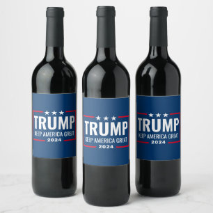Rótulo De Garrafa De Cerveja Excelente Trump 2024 Keep America - azul vermelho