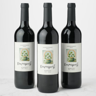Rótulo De Garrafa De Cerveja Fabricação de Vinho Vintage com Pote de Ouro e Arc