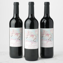 Rótulo De Garrafa De Cerveja Fairytale baby Pony balões cor-de-rosa celebra
