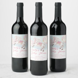 Rótulo De Garrafa De Cerveja Fairytale baby Pony balões cor-de-rosa estrelas Ch