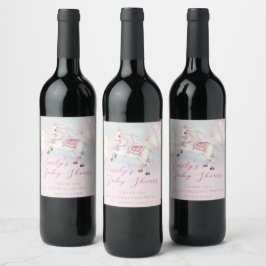 Rótulo De Garrafa De Cerveja Fairytale baby Pony balões cor-de-rosa estrelas Ch