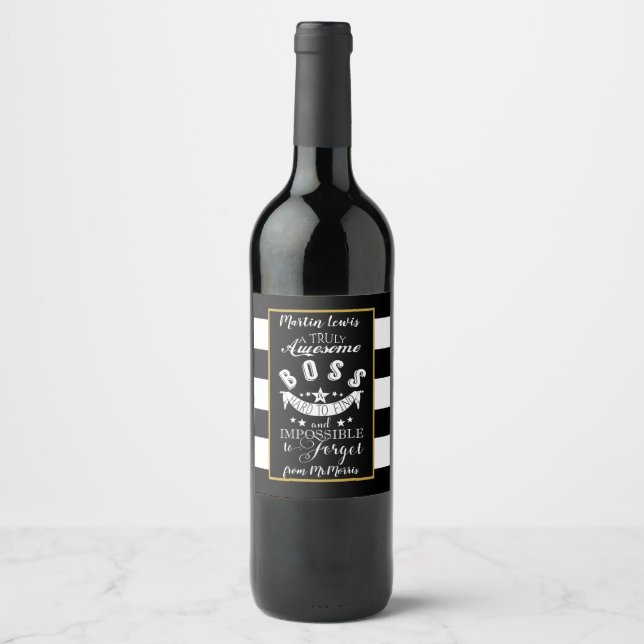 Rótulo De Garrafa De Cerveja faixa monocromática do rótulo do vinho chefe preto (Frente)