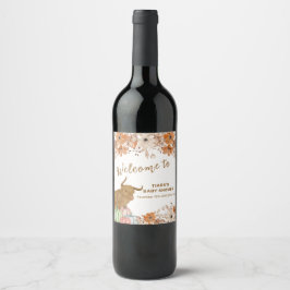 Rótulo De Garrafa De Cerveja Fall Boho Floral Highland Cow Chá de fraldas Bem-v