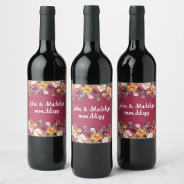 Rótulo De Garrafa De Cerveja Fall Personalizado Boho Casado Watercolor Floral