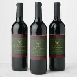 Rótulo De Garrafa De Cerveja Família Feliz Natal Xadrez Tartan