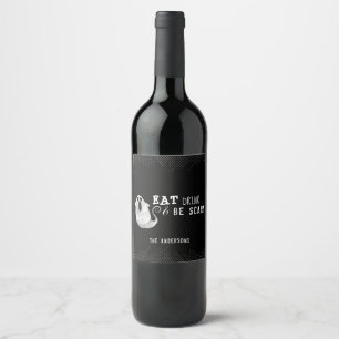 Rótulo De Garrafa De Cerveja Fantasma de Aquarela Preto e Branco Fofo de Hallow