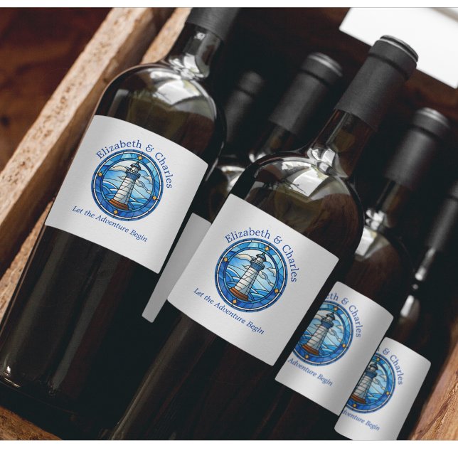 Rótulo De Garrafa De Cerveja Farol de Aventura de Casamento Velejando Náutico (Wedding Nautical Lighthouse Wine labels)