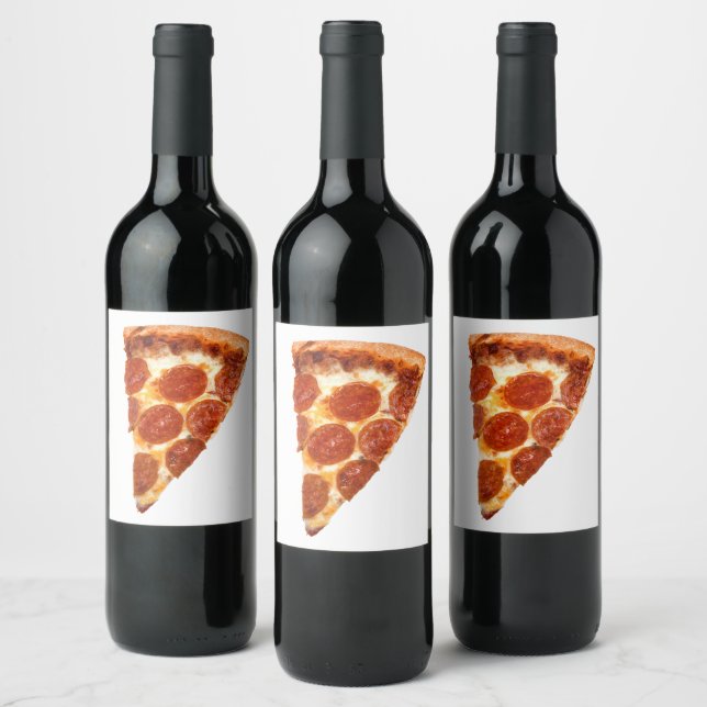 Rótulo De Garrafa De Cerveja Fatia de pizza de pepperoni clássica da SlipperyJo (Garrafas)