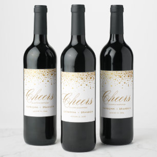 Rótulo De Garrafa De Cerveja Faux Gold Foil Confetti Dots Saúde Casamento