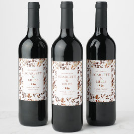 Rótulo De Garrafa De Cerveja Favor de Casamento de Foliage Terracotta