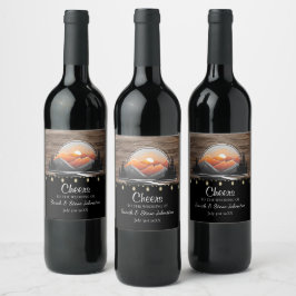 Rótulo De Garrafa De Cerveja Favor de Casamento Sunset da Floresta Rustic Mount