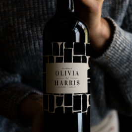 Rótulo De Garrafa De Cerveja Favor moderno de partido gráfico preto e branco