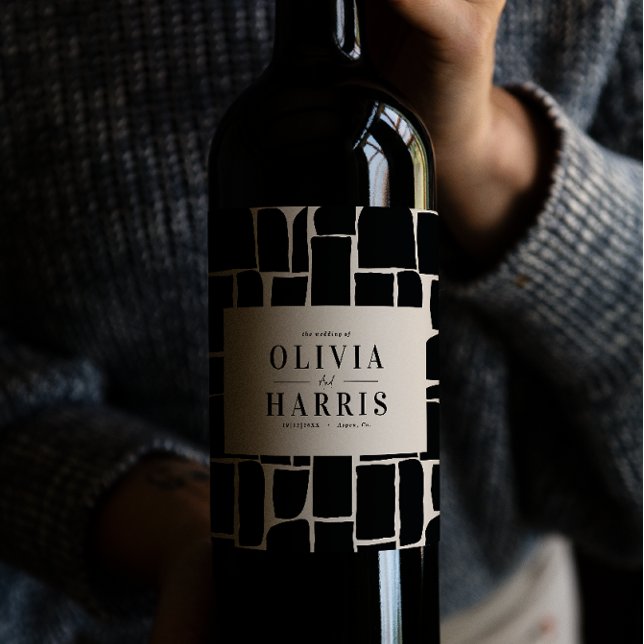 Rótulo De Garrafa De Cerveja Favor moderno de partido gráfico preto e branco (Criador carregado)