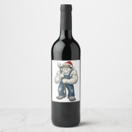 Rótulo De Garrafa De Cerveja Fazendeiro do Yeti Abominável Snowman Natal Engraç