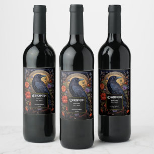 Rótulo De Garrafa De Cerveja Fazer de vinho gótico preto Raven escuro
