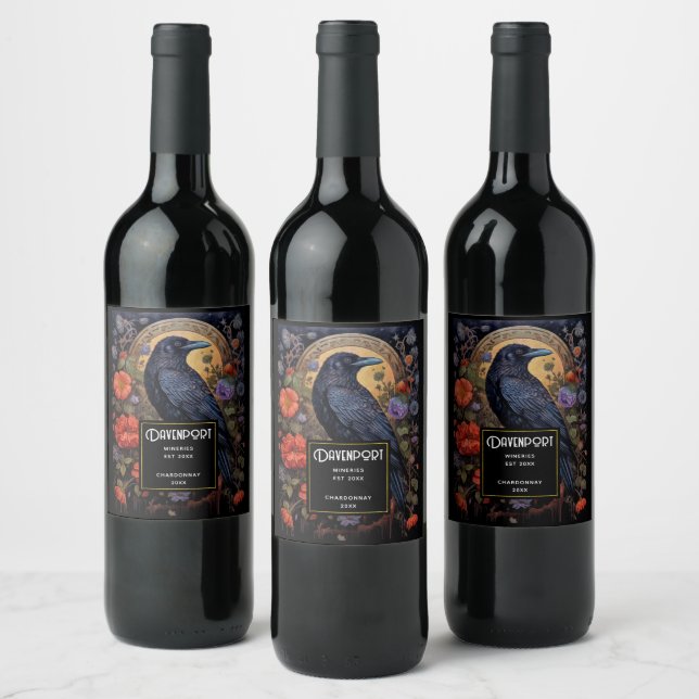 Rótulo De Garrafa De Cerveja Fazer de vinho gótico preto Raven escuro (Garrafas)