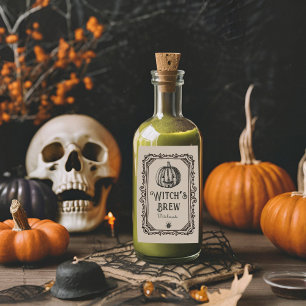 Rótulo De Garrafa De Cerveja Feiticeira das bruxas do Halloween bebe vinho espi