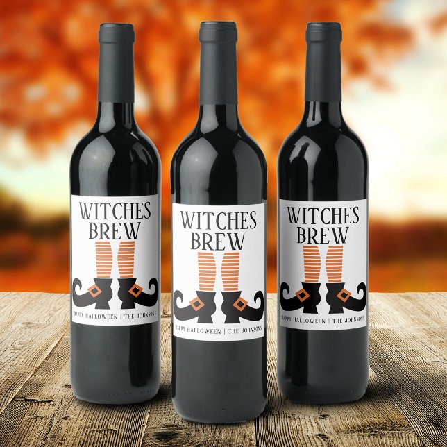 Rótulo De Garrafa De Cerveja Feiticeiras do Dia das Bruxas se Personalizam (Halloween Witches Brew Personalized Wine Label)