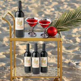 Rótulo De Garrafa De Cerveja Felicidades do Natal tropical para coquetéis