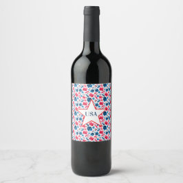 Rótulo De Garrafa De Cerveja Feliz 250º Aniversário, América! Floral Vermelho B