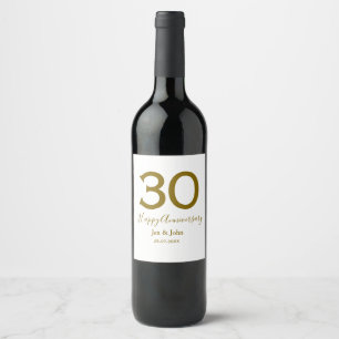 Rótulo De Garrafa De Cerveja Feliz 30 data de aniversário data ouro bold lete