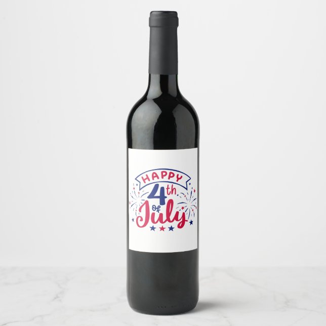 Rótulo De Garrafa De Cerveja Feliz 4 de julho.  (Frente)