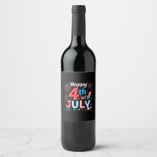 Rótulo De Garrafa De Cerveja Feliz 4 de julho Bandeira Americana Patriótica EUA