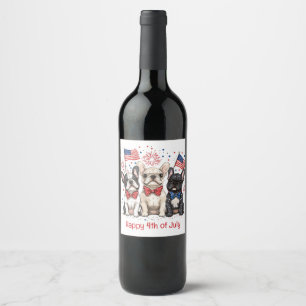 Rótulo De Garrafa De Cerveja Feliz 4 De Julho, Buldog Francês