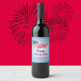 Rótulo De Garrafa De Cerveja Feliz 4 de julho com bandeira americana