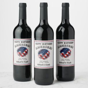 Rótulo De Garrafa De Cerveja Feliz Aniversário América Bandeira Ondulante Explo