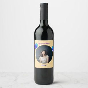 Rótulo De Garrafa De Cerveja Feliz Aniversário Balões Personalizados Foto e Tex