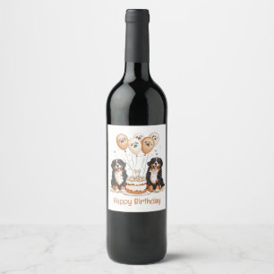 Rótulo De Garrafa De Cerveja Feliz Aniversário Cães de Montanha Bernese