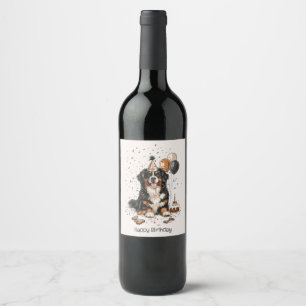 Rótulo De Garrafa De Cerveja Feliz Aniversário do Cão da Montanha Bernês