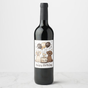 Rótulo De Garrafa De Cerveja Feliz Aniversário Labrador Cachorros de Retriever