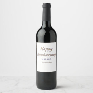 Rótulo De Garrafa De Cerveja feliz aniversário marrom cinza nome data casal mod