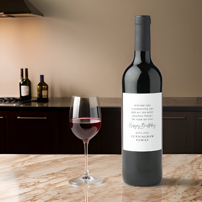 Rótulo De Garrafa De Cerveja Feliz Aniversário Moderno e Simples (Criador carregado)